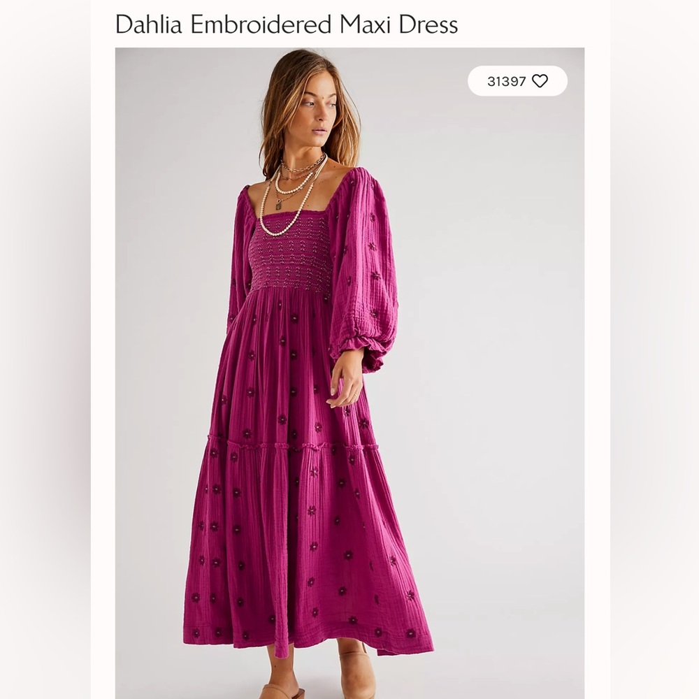 Free People Dahlia Embroidered Maxi Dress